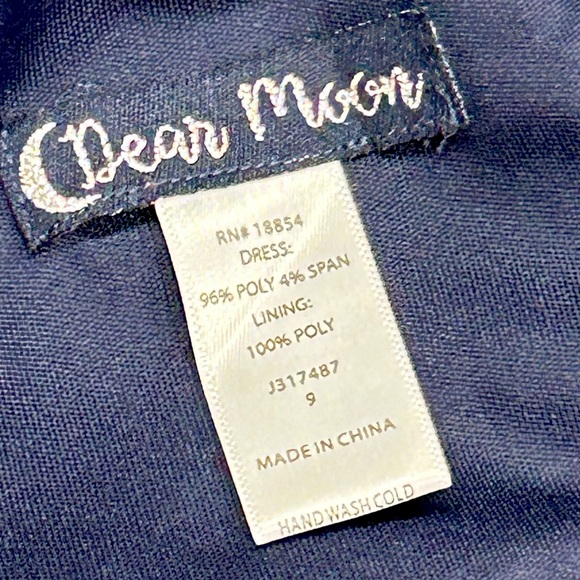 EUC Dear Moon Navy Blue Stretch BodyCon Dress With Back Zip Closure - Picture 7 of 7